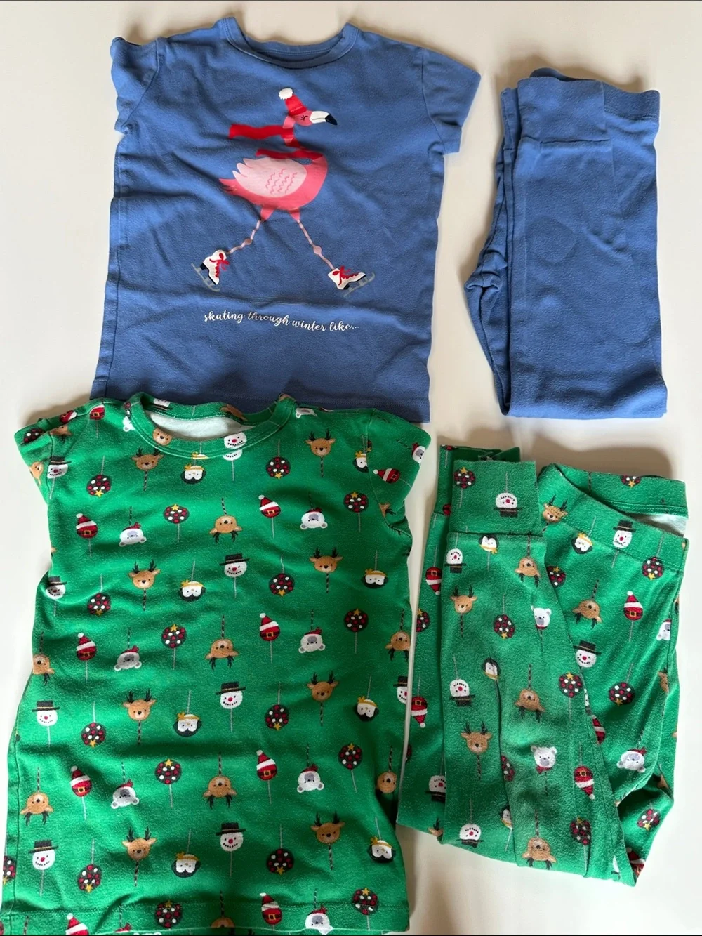 GAP Kids Holiday Flamingo & Character Pajama Set - Blue & Green
